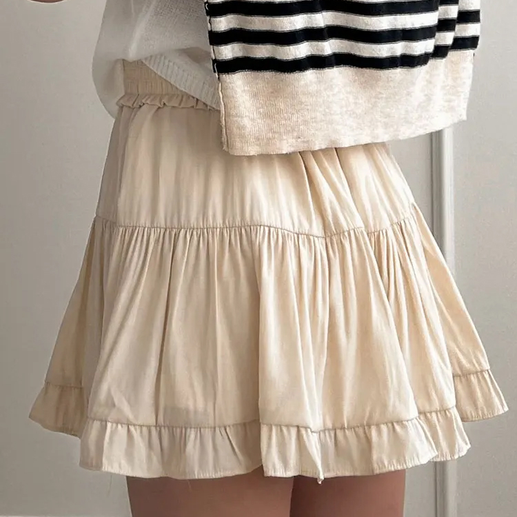 Skirts Women Mini Skirt Ruffle With Shorts Summer High Waist White Cake Splicing Short Beach For Vintage