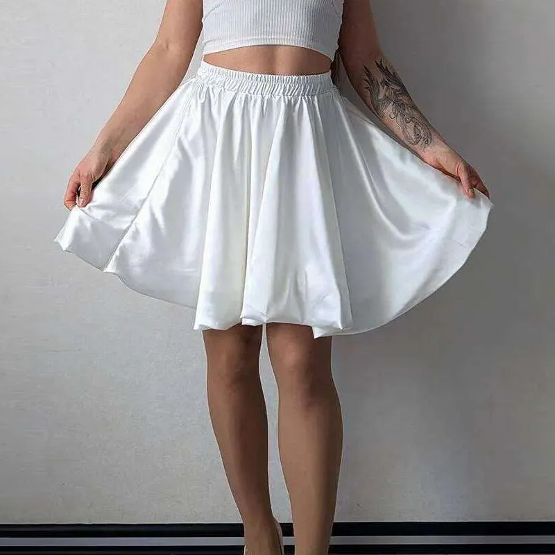 Short Balloon For Shiny Elegant A Line Satin Skirt...