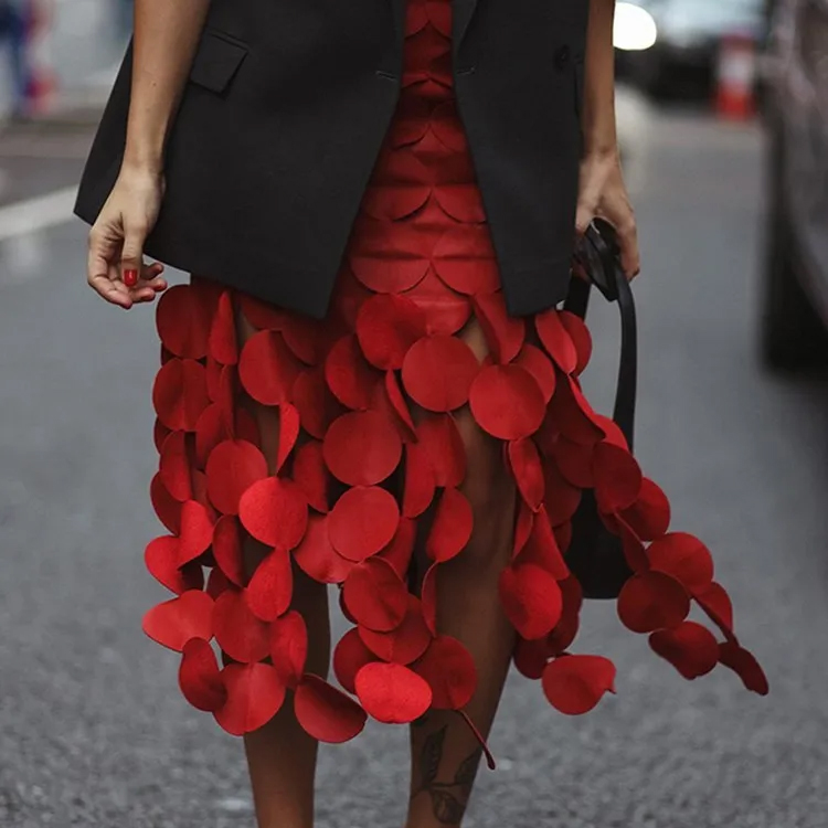 Solid Minimalist Skirts For Women High Waist Patchwork Dot A Line Skirt  Elegant Temperament Skirt Female Fashion