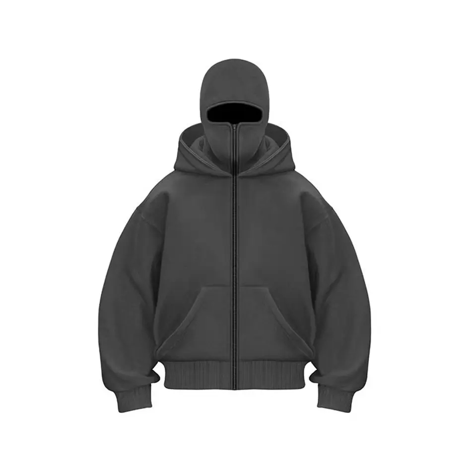 Men's Double Hood Zipper Design Sweatshirt Hoodie Casual Sportswear Loose Hooded