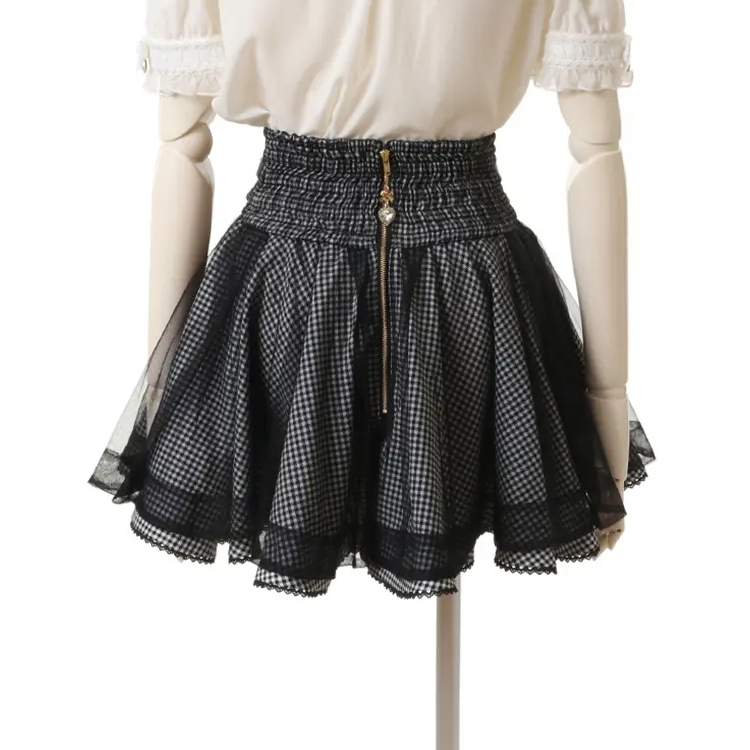 Summer Lace Edge Leather Ring High Waist Pleated Skirt Ribbon Bow All-match Short Skirts Big Bow
