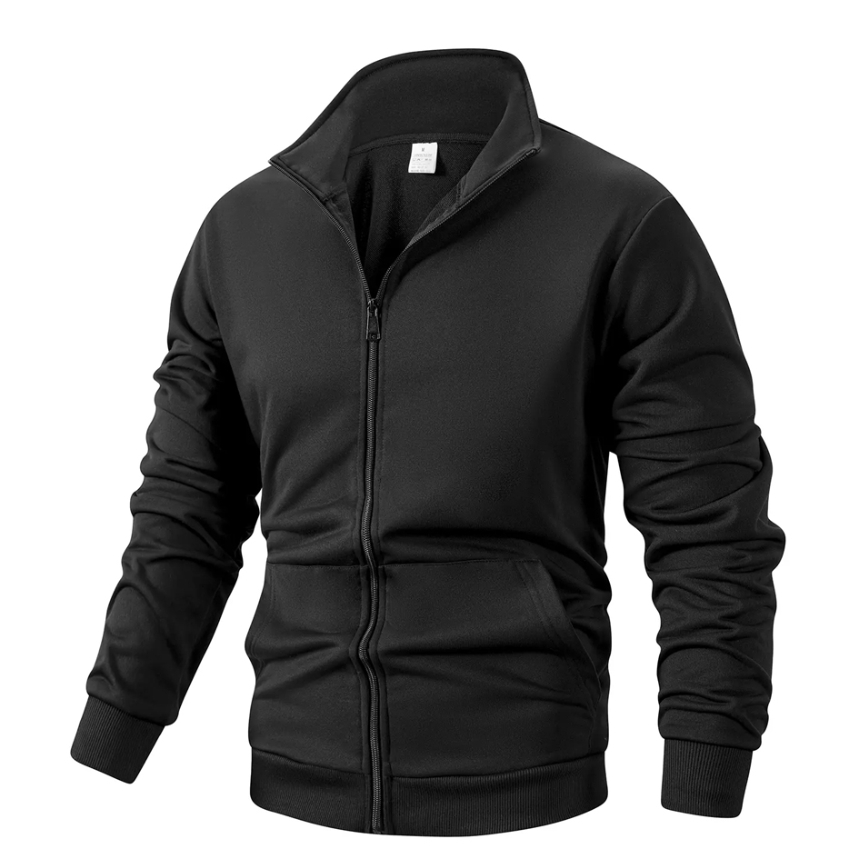Men's Long Sleeve Zipper Jacket Solid Color Warm S...