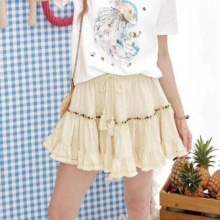 Women's Summer Short Skirt A-Line Tassel Chic Skirt For Women