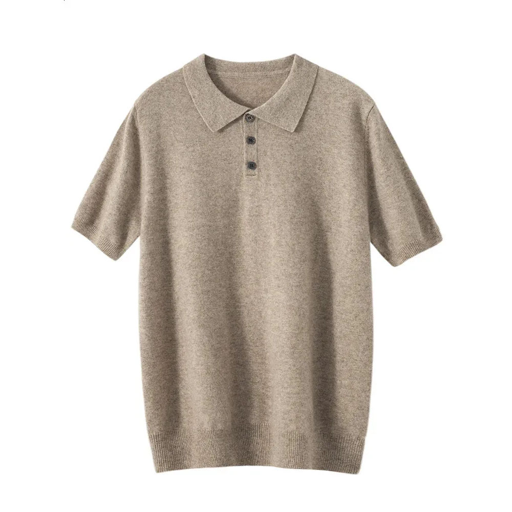 Men Polo Collar Tshirt Short Sleeve Pullover Sweater Comfort Soft Business Knitwear Top