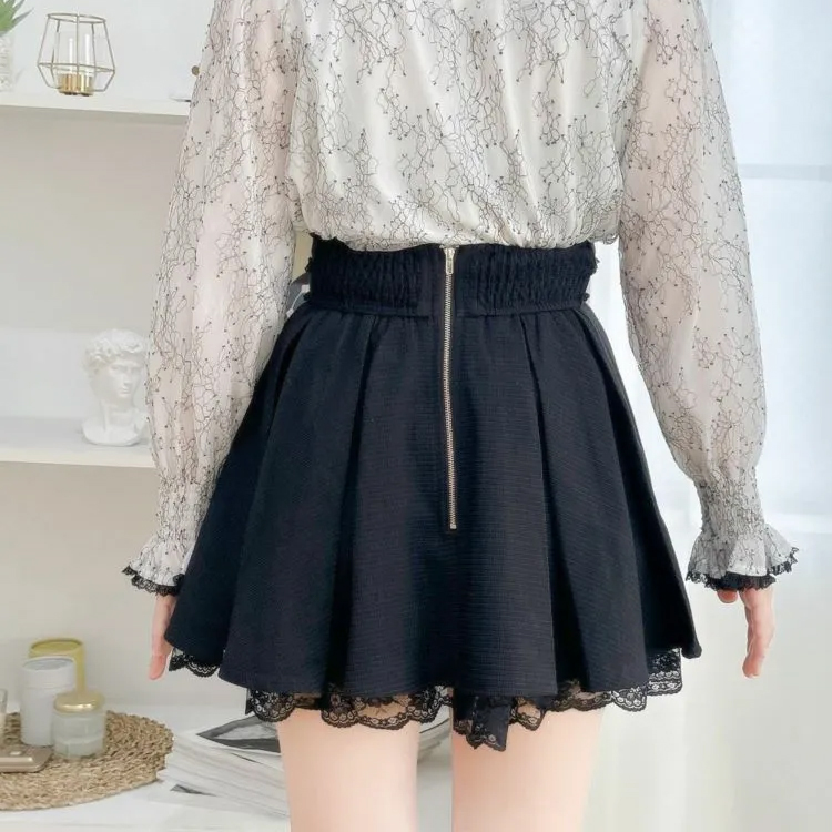 Skirts Solid Color Fashion Sweet Cute High Waist Women Spring Summer Ladies Short Skirt