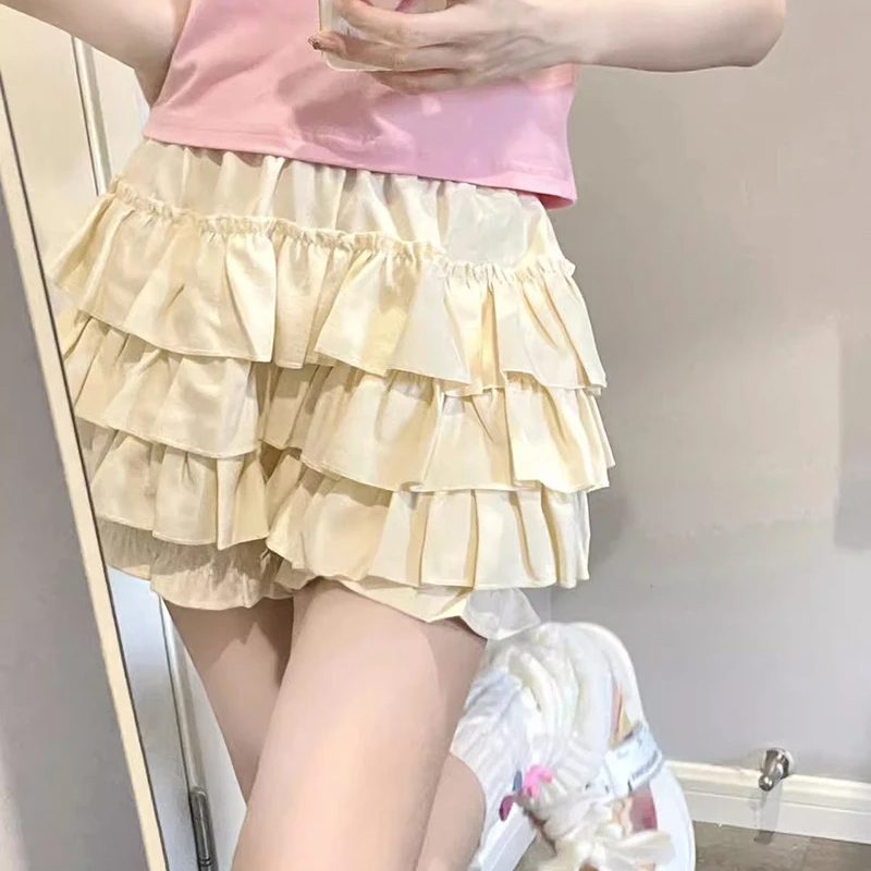 Sweet Ruffle Mini Skirt Women Kawaii Lolita Bow A-Line Skirts