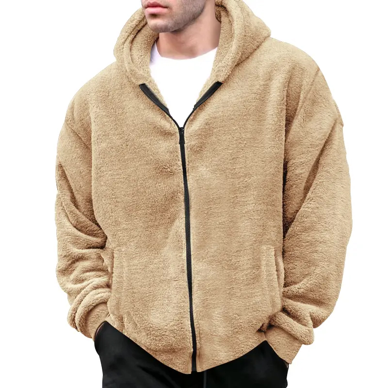 Men's Jacket Double-Faced Fleece Fashion Men's Sweatshirt Coat
