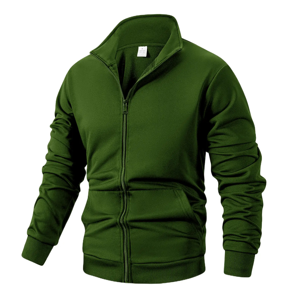 Men's Long Sleeve Zipper Jacket Solid Color Warm Sweatshirt Casual Sweatshirt Jacket