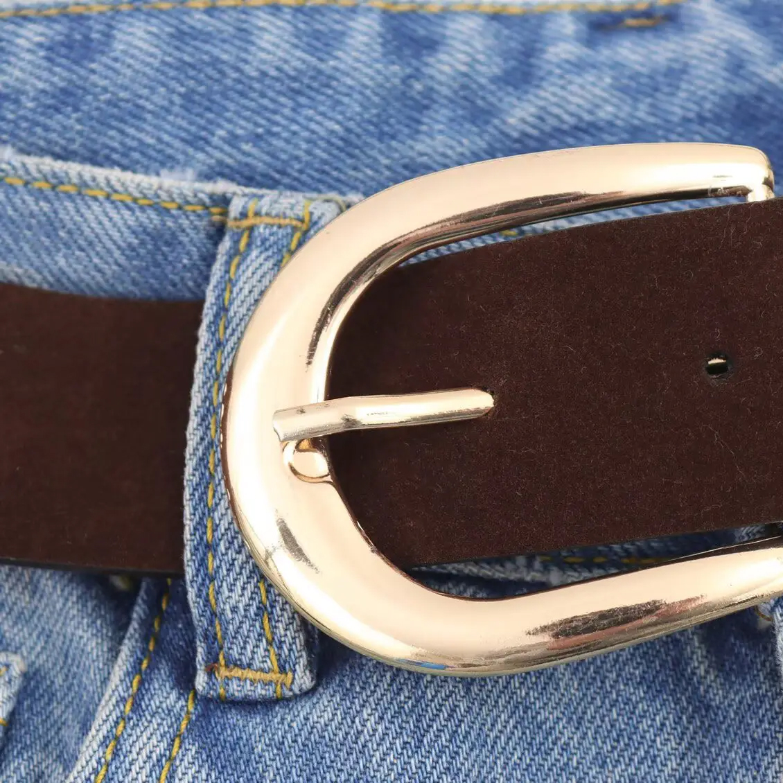 Spring/Autumn Loose Fit With Belt High Waist Wide Legs Jeans