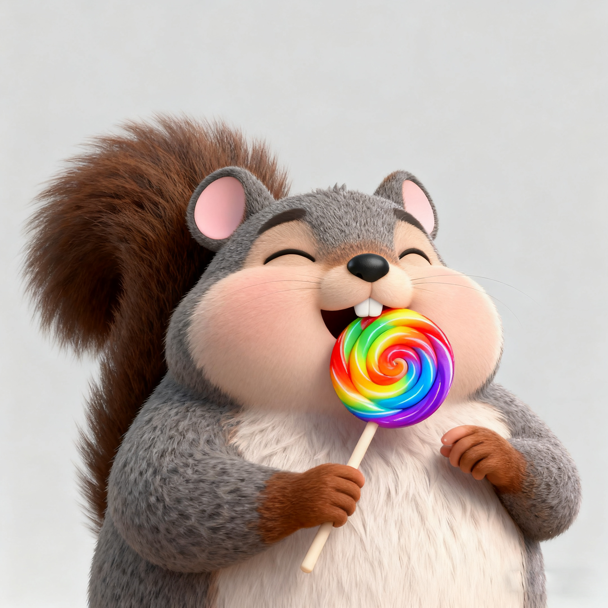 Grey Squirrel Toby Is Eating A Lollipop