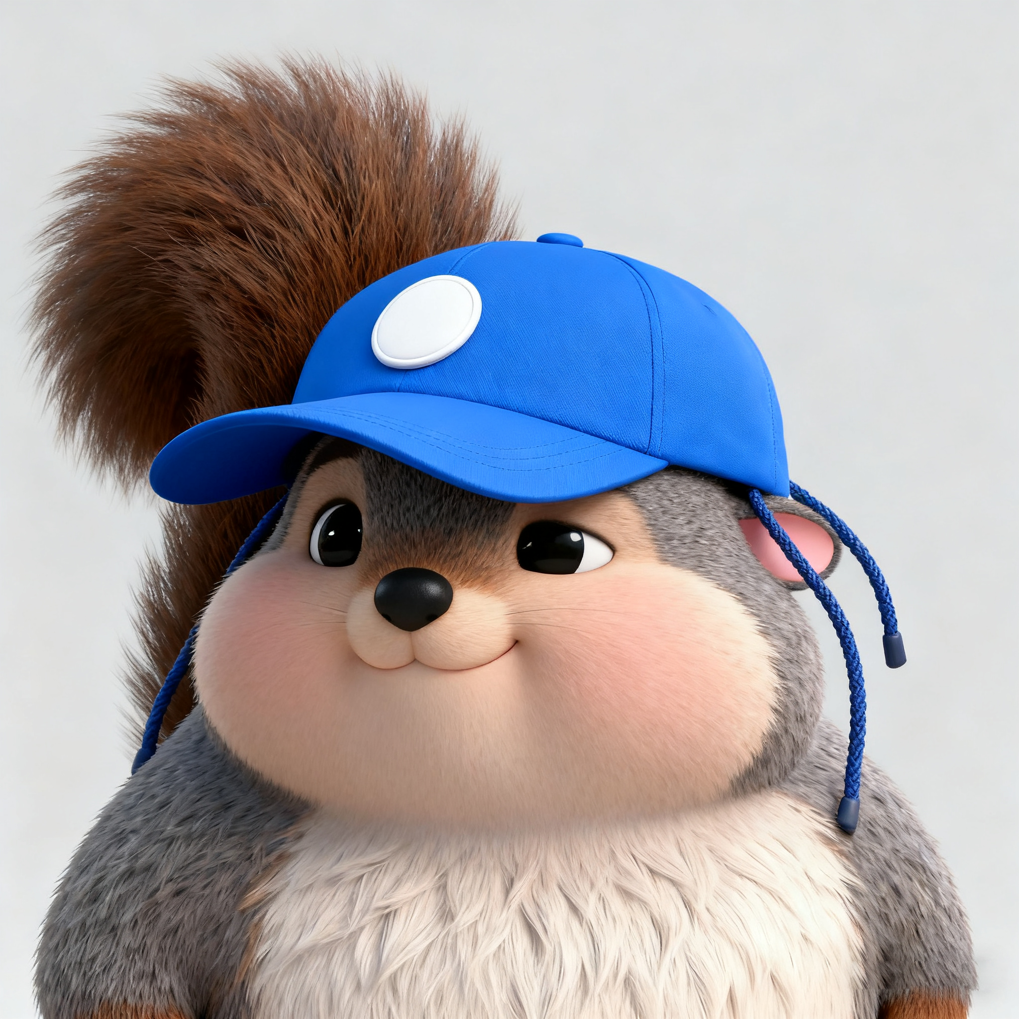 Grey Squirrel Toby Wearing A Duckbill Cap