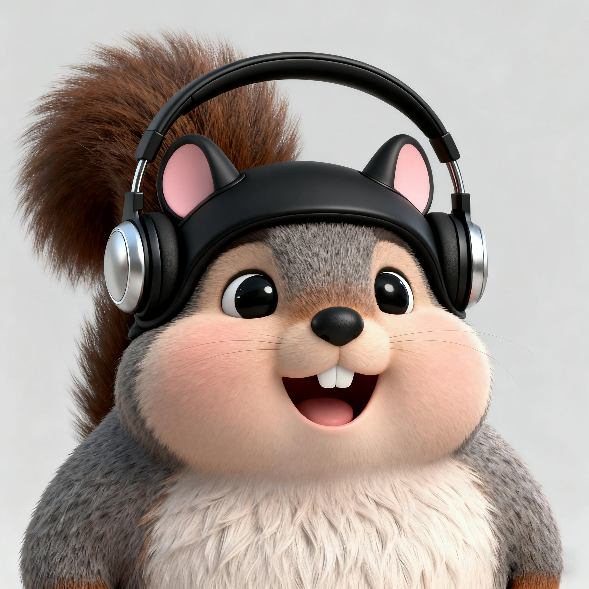 Grey Squirrel Toby Listening To Music