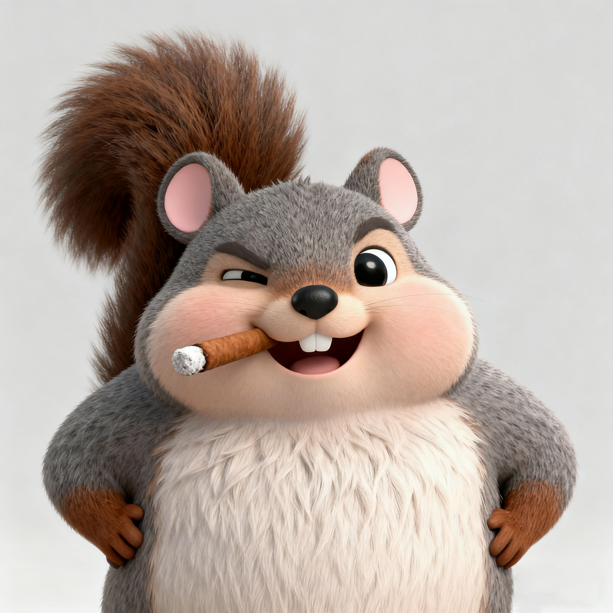 Grey Squirrel Toby Looks Cool With A Cigar In His Mouth