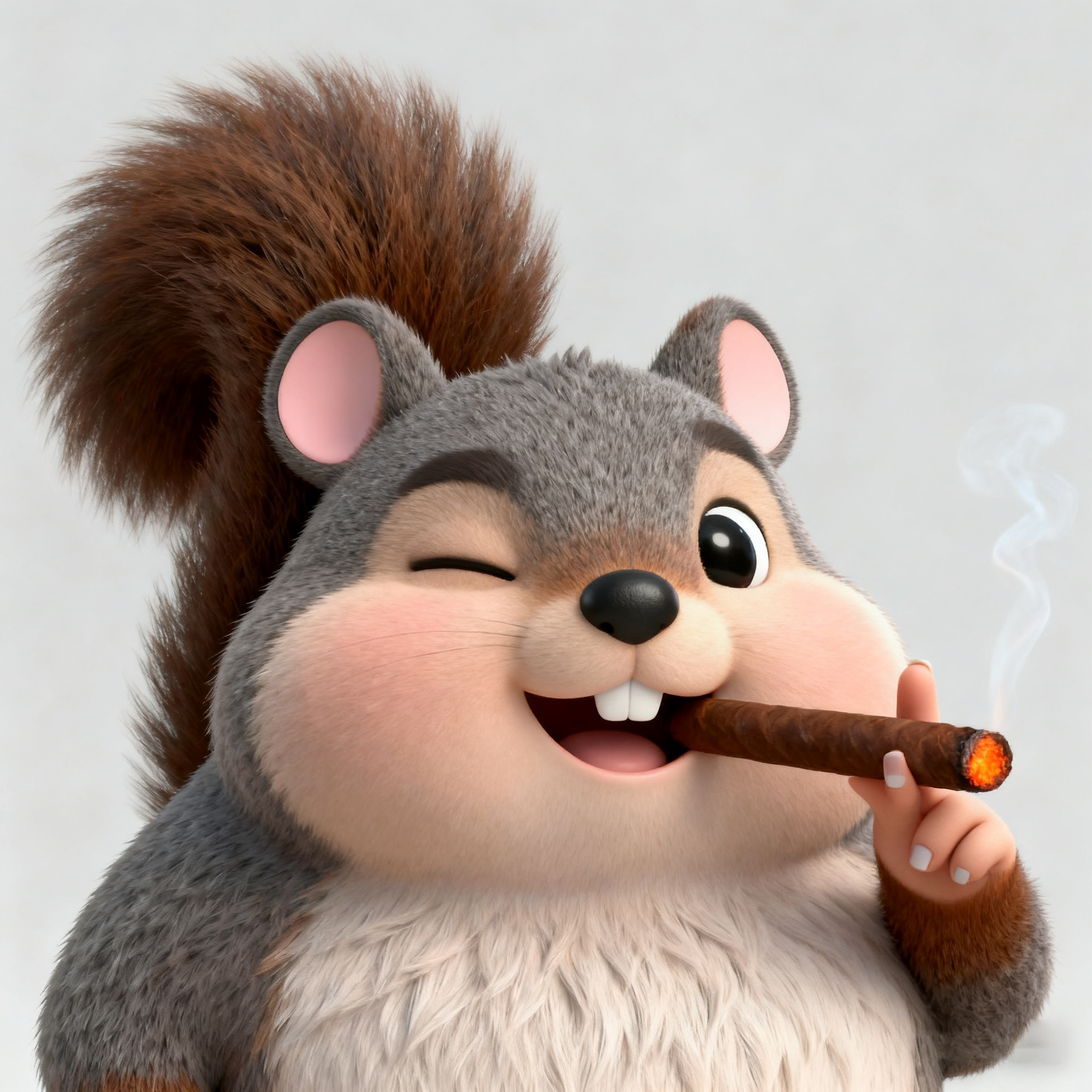 Grey Squirrel Toby Is Smoking A Cigar