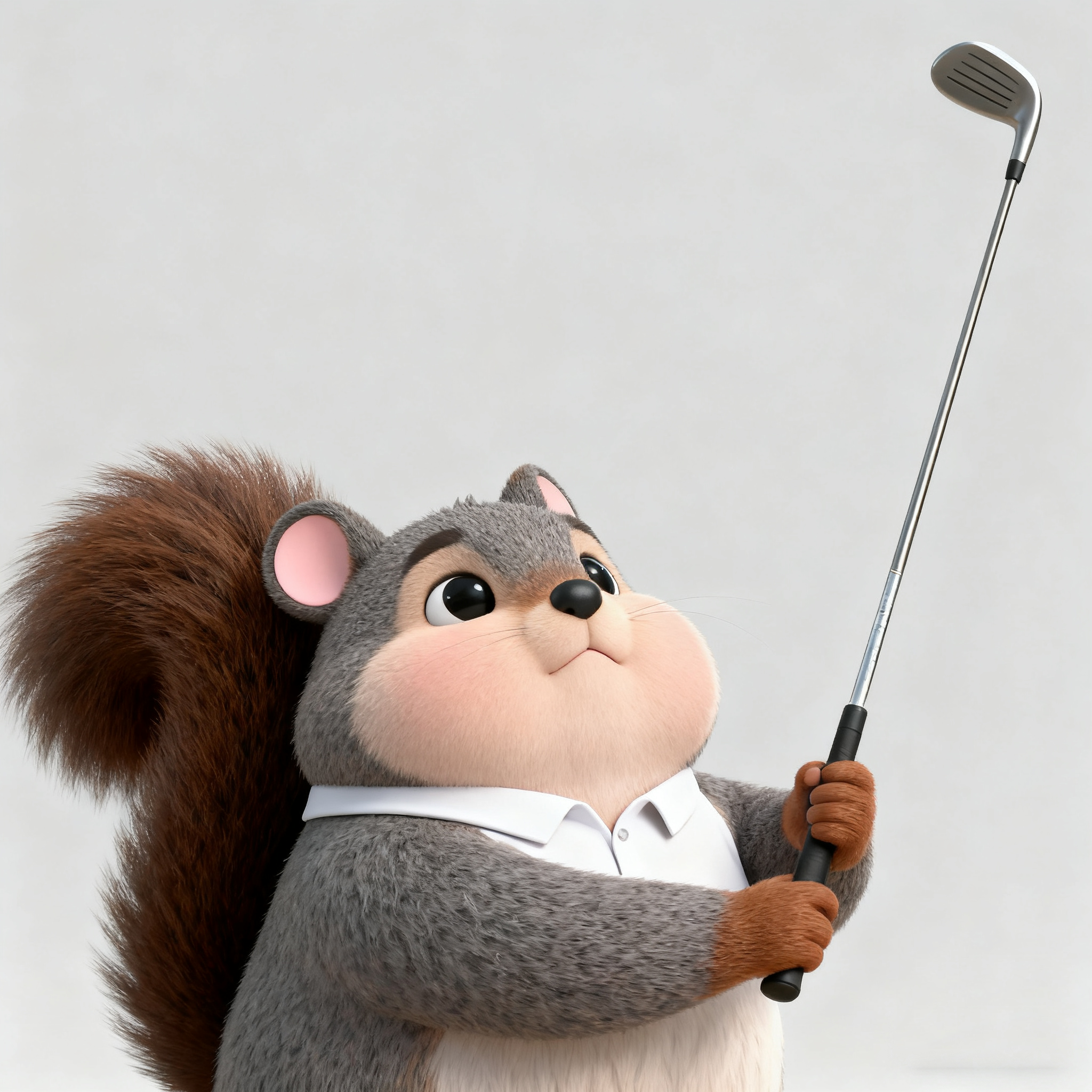 Grey Squirrel Toby Is Playing Golf