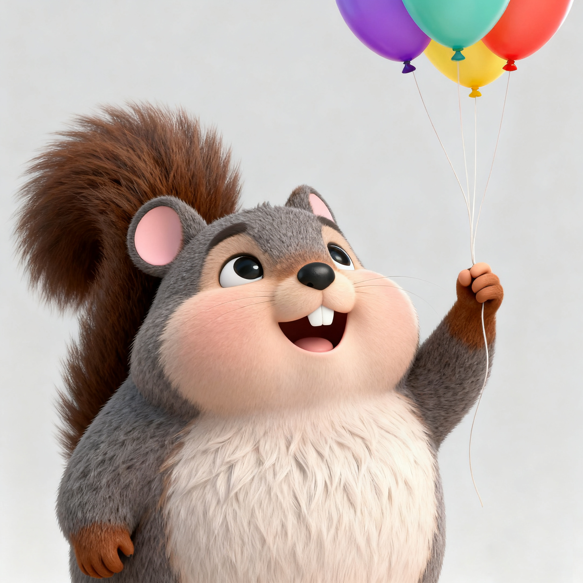 Grey Squirrel Toby Playing With Balloons
