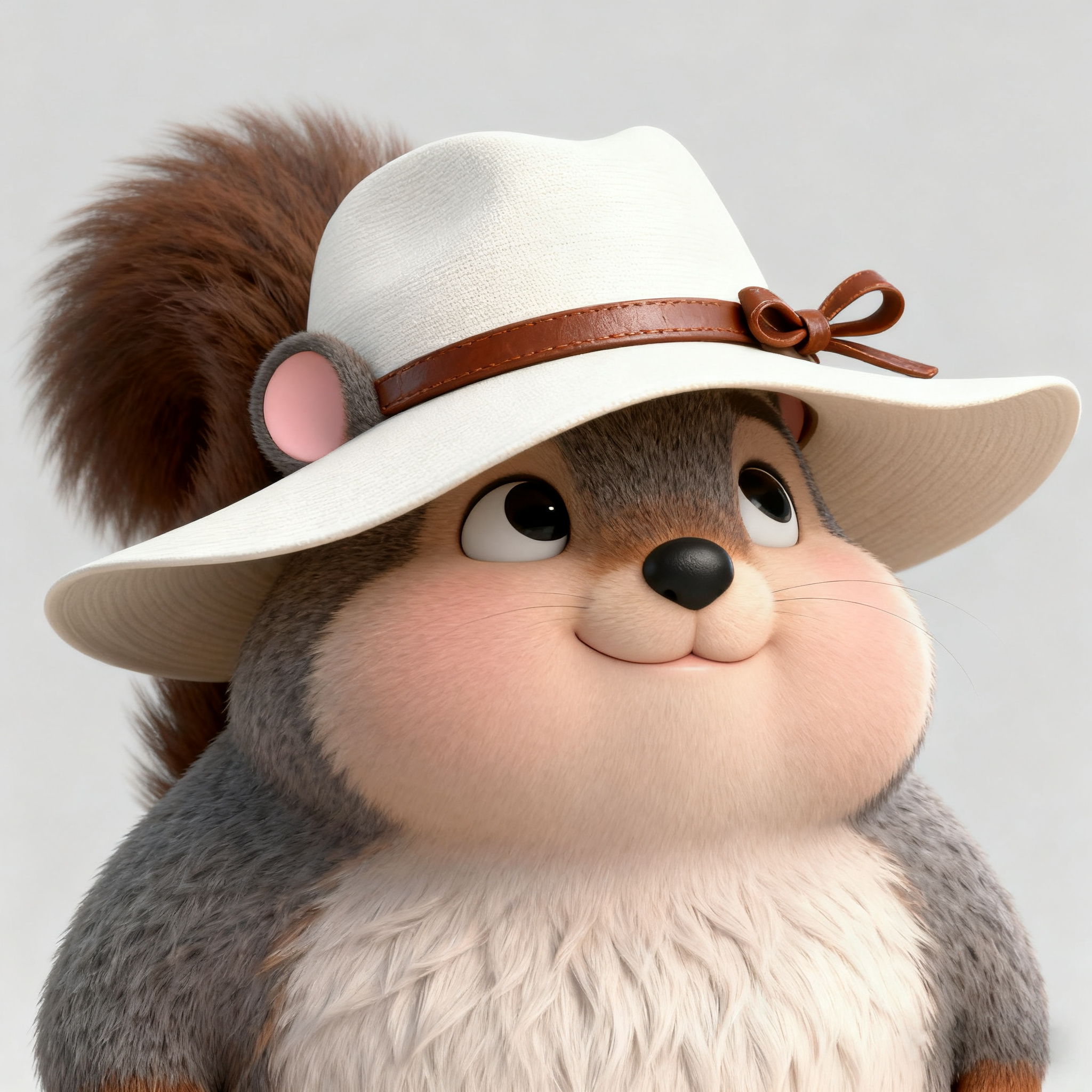 Grey Squirrel Toby Wearing A Panama Hat