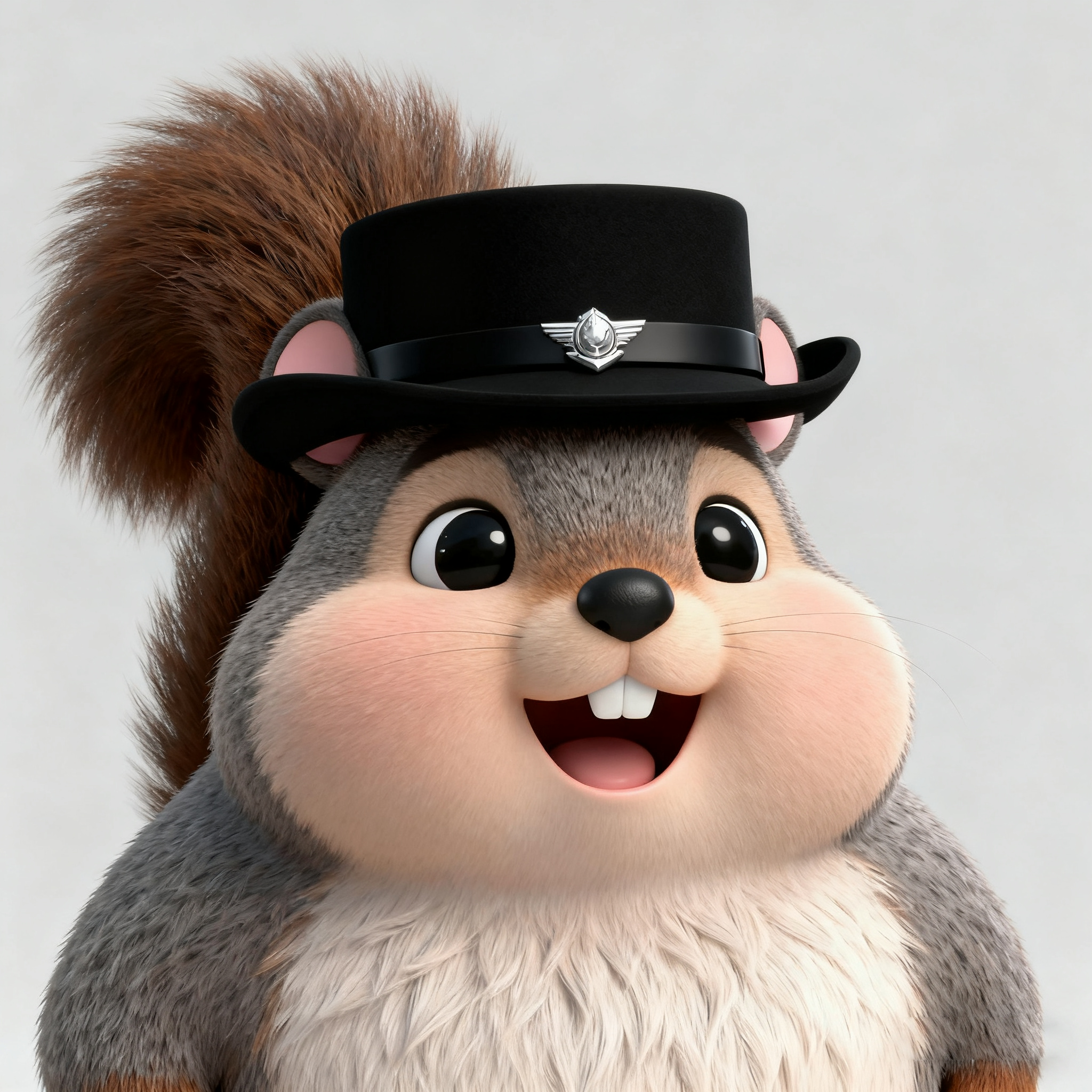 Grey Squirrel Toby Wearing A Top Hat