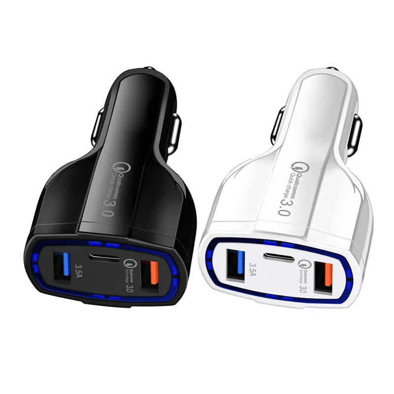2 USB 1 Type-C Port PD Fast Car Charger Cigarette Lighter Quick Charging