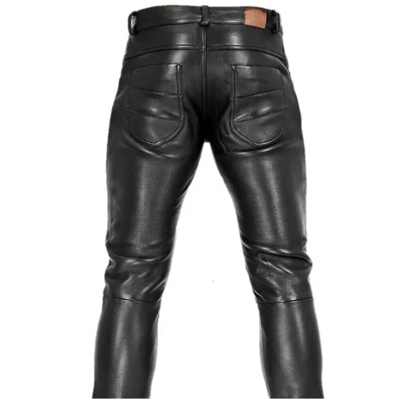 Men’s Steampunk PU Leather Motorcycle Pants Rock & Roll Slim Leggings