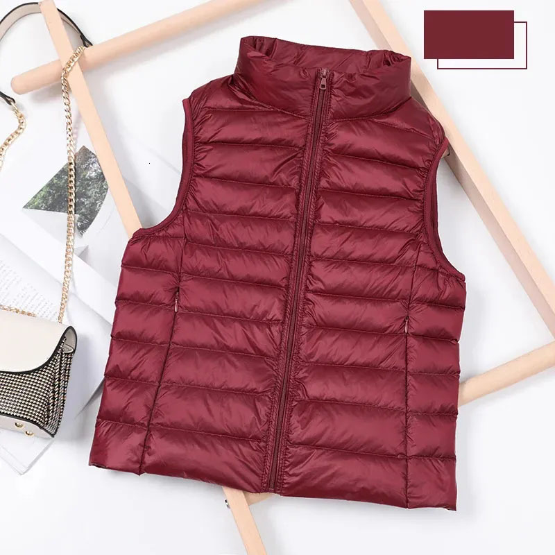 Women White Duck Down Jacket Women Vest Autumn Winter Sleeveless Waistcoat Warm Lightweight Puffer Female Tops Outwear