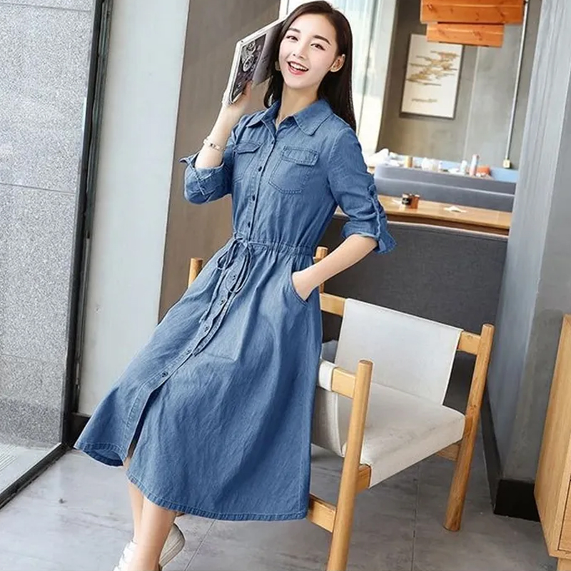 Casual Dresses Denim...