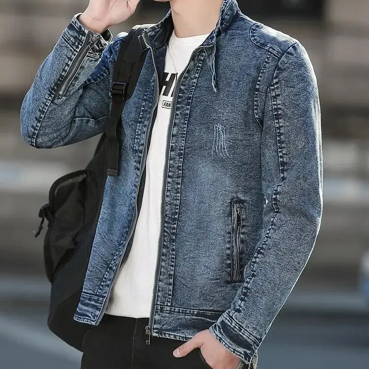 Men’s Denim Jacket Casual Cowboy Style Streetwear Outer Layer