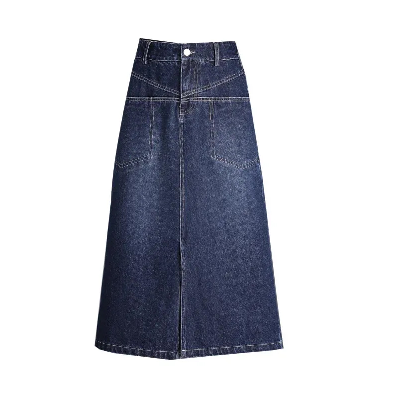 Skirts Denim A- line Straight Cut Mini Midi Skirt Women's High Waist Bodycon