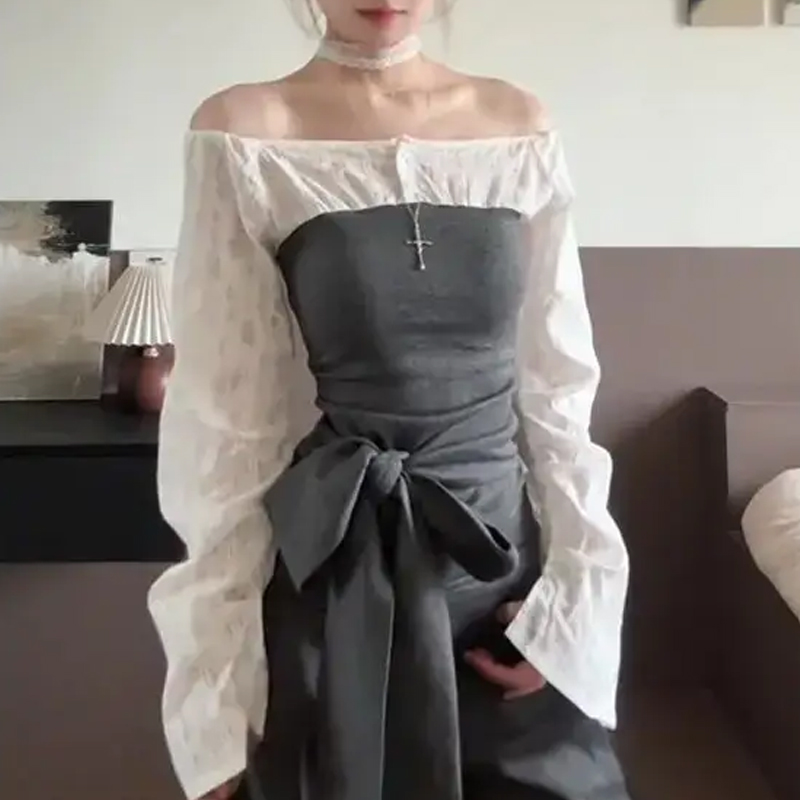 Fake Two-Piece Lace ...