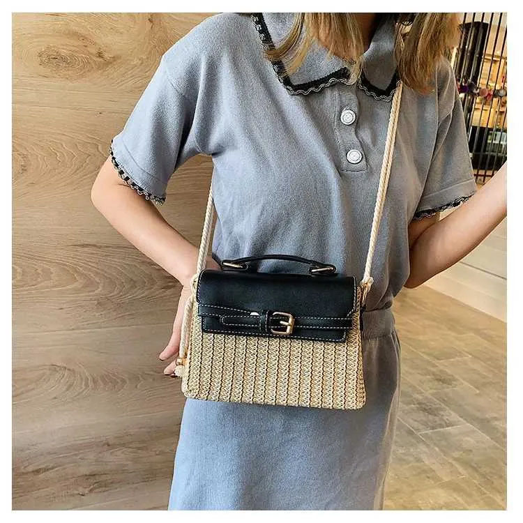 Shoulder Bags Box Raan Women Andbags Wicker Woven Soulder Crossbody Bags Casual Summer Beac Straw Bag