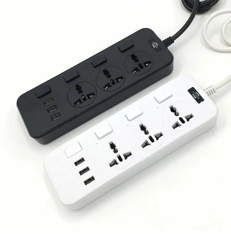 Multifunctional Power Strip with Universal Plug Outlet 2500W USB Type-C Ports 2M Extension Socket