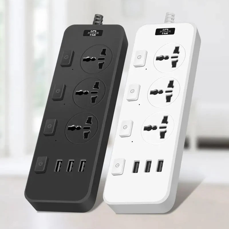 Multifunctional Power Strip with Universal Plug Outlet 2500W USB Type-C Ports 2M Extension Socket