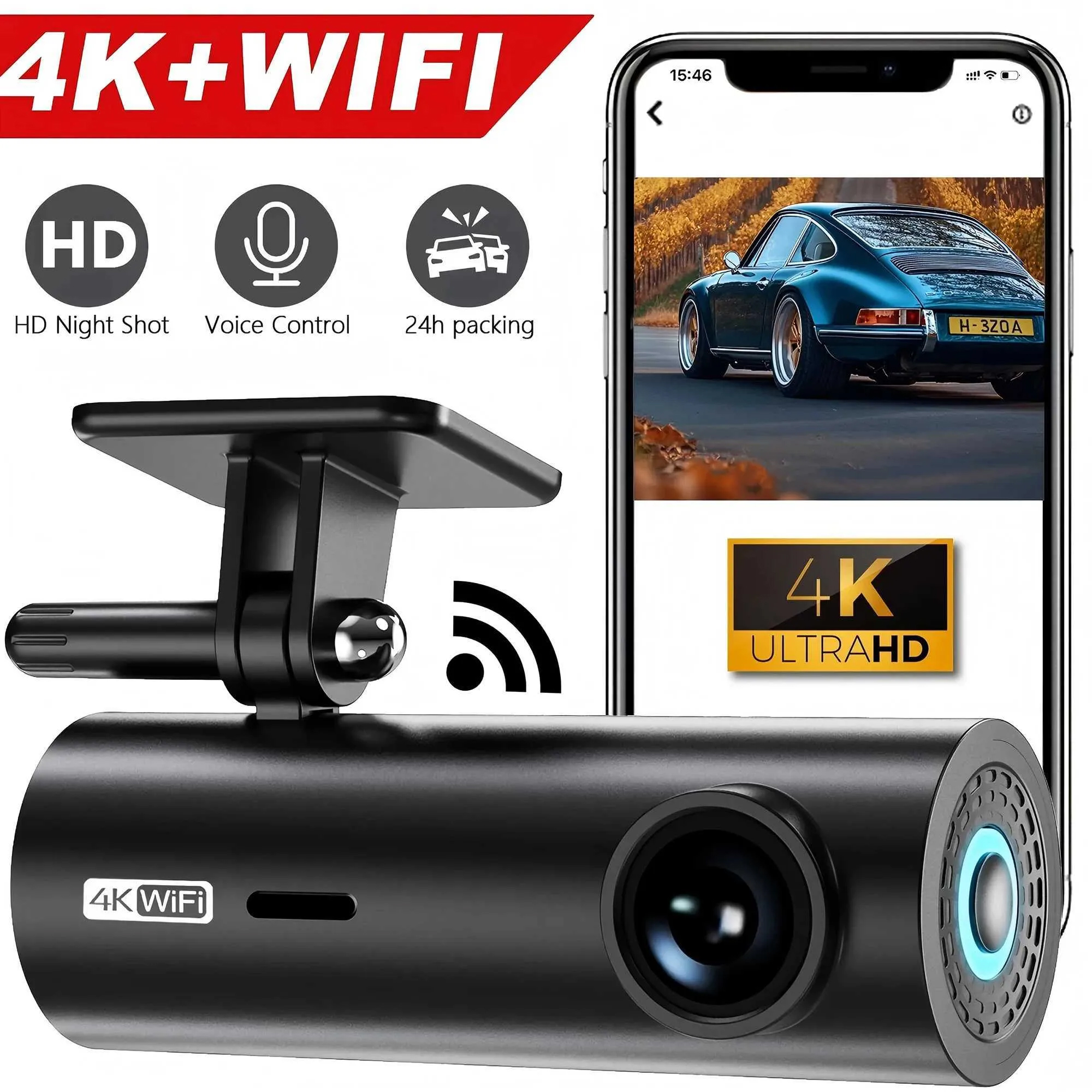 Car DVR Dashcam Driving Video Recorders 4K WiFi Mini Front Camera Dash Cam 24H Parking Monitor Car Recording Camera Car DVR Dashcam Driving Video Recorders 4K WiFi Mini Front Camera Dash Cam 24H Parking Monitor Car Recording Camera