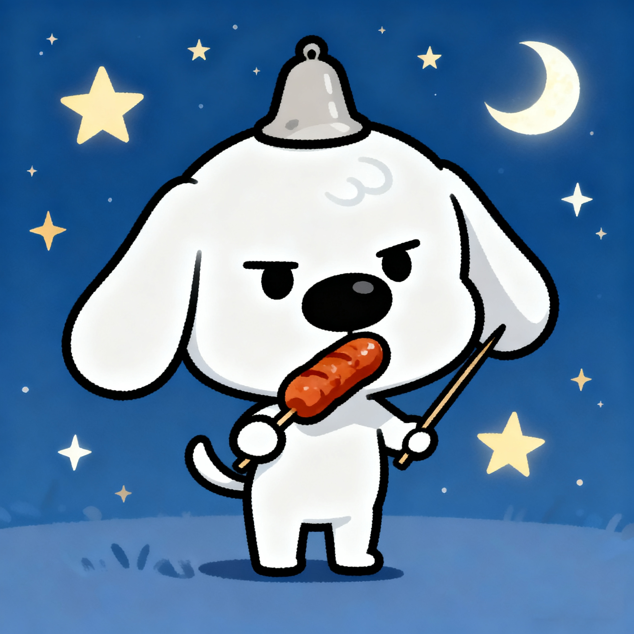 White Puppy Sean Is Eating Sausages