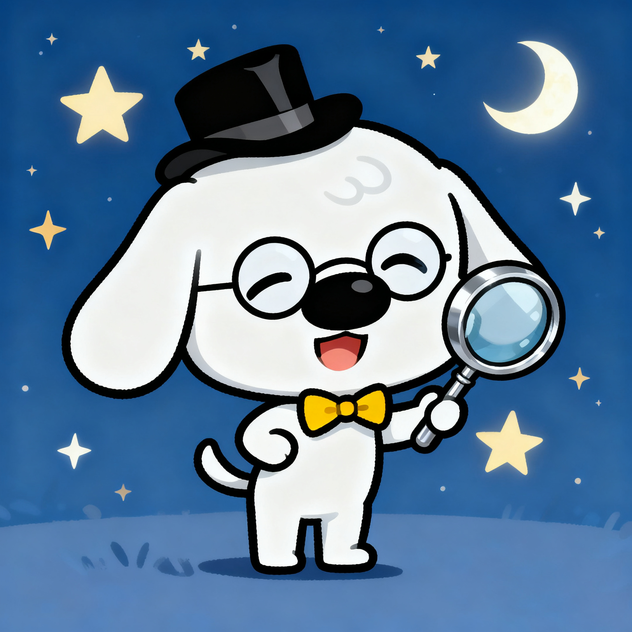 White Puppy Sean Is Researching Magnifying Glasses