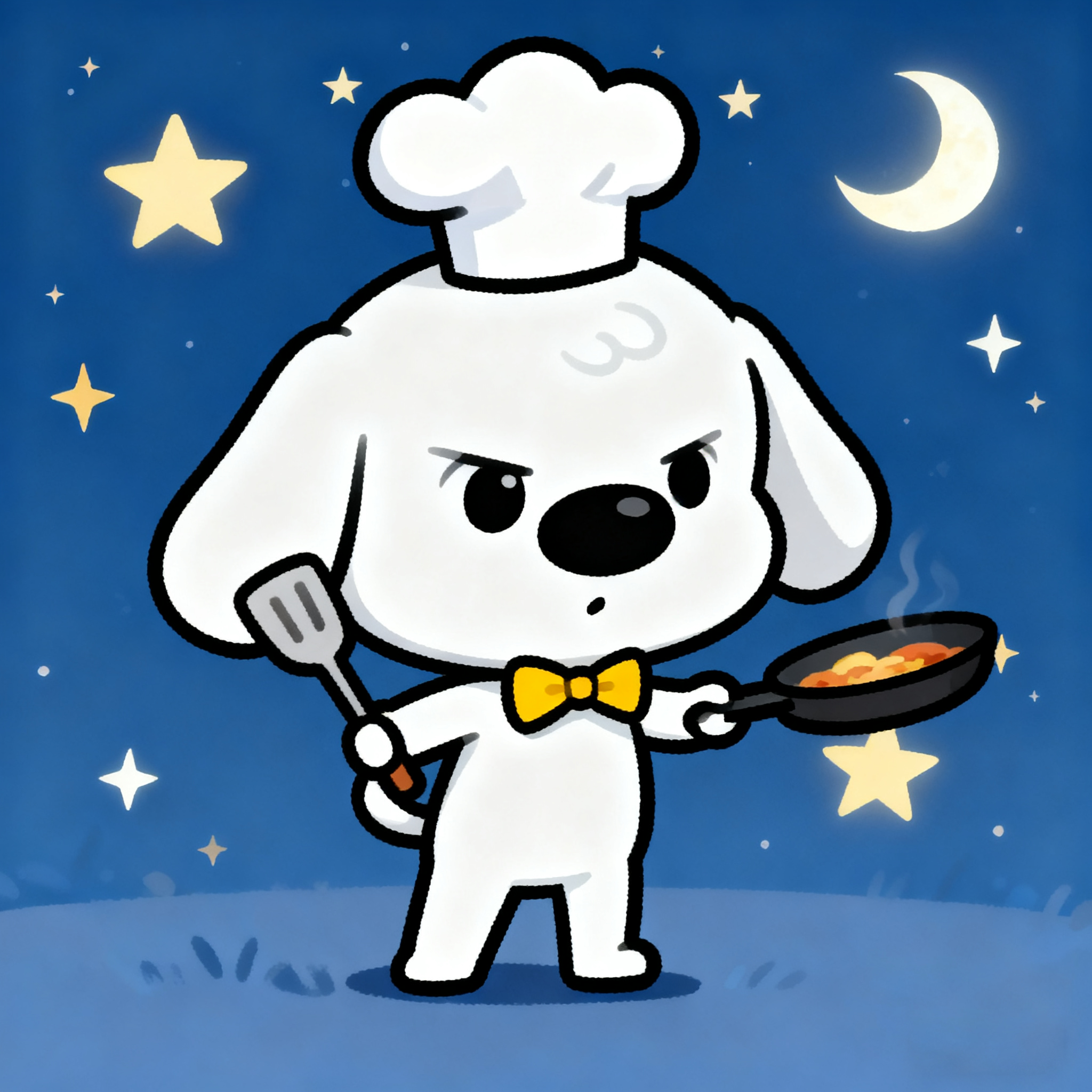 White Puppy Sean Is Cooking Delicious Food