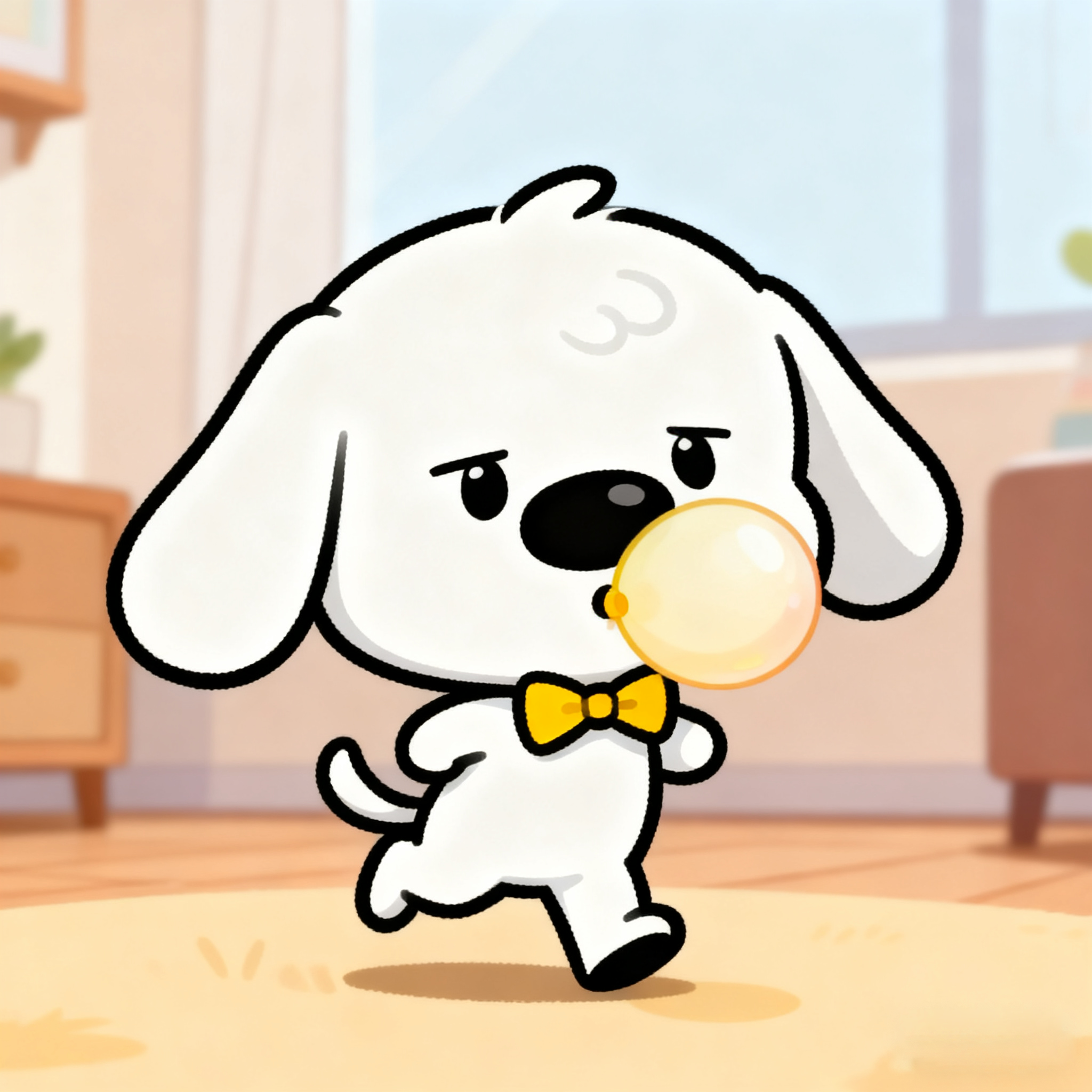 White Puppy Sean Is Blowing Balloons