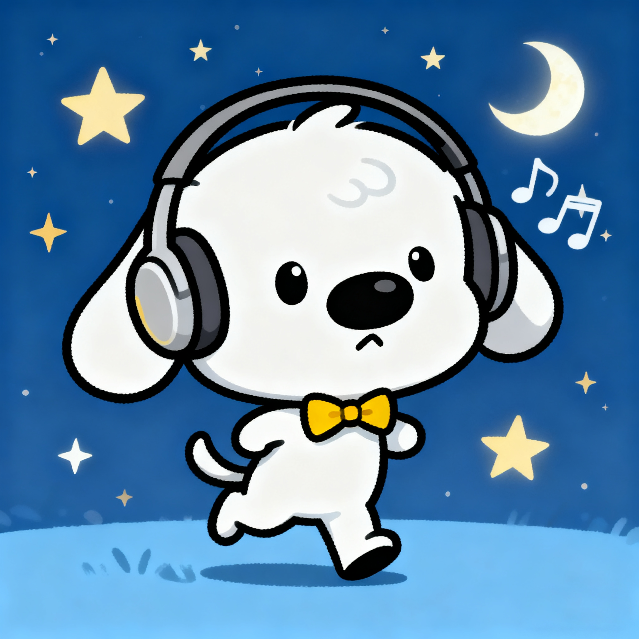 White Puppy Sean Is Listening To Music