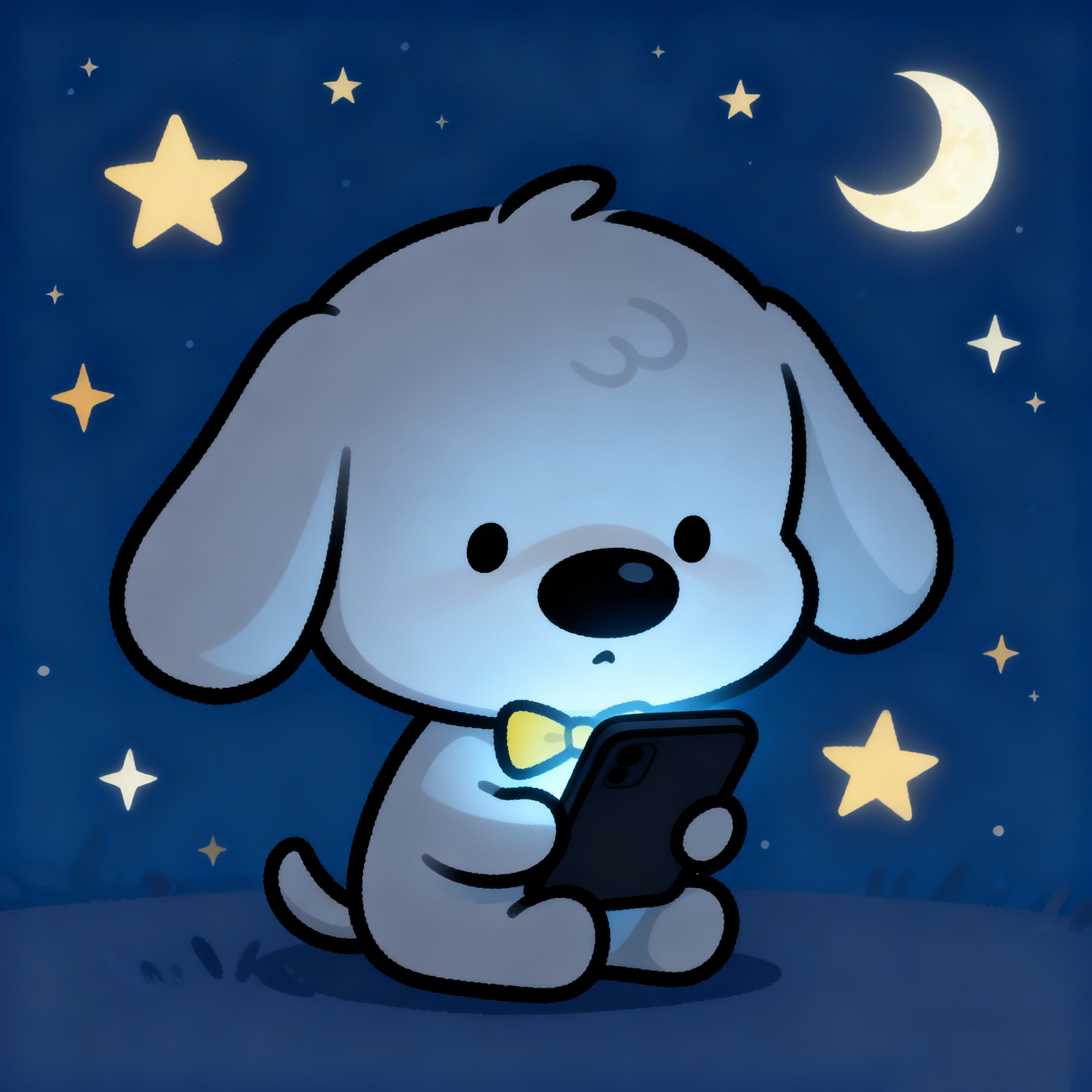 White Puppy Sean Is Focused On Playing With His Phone