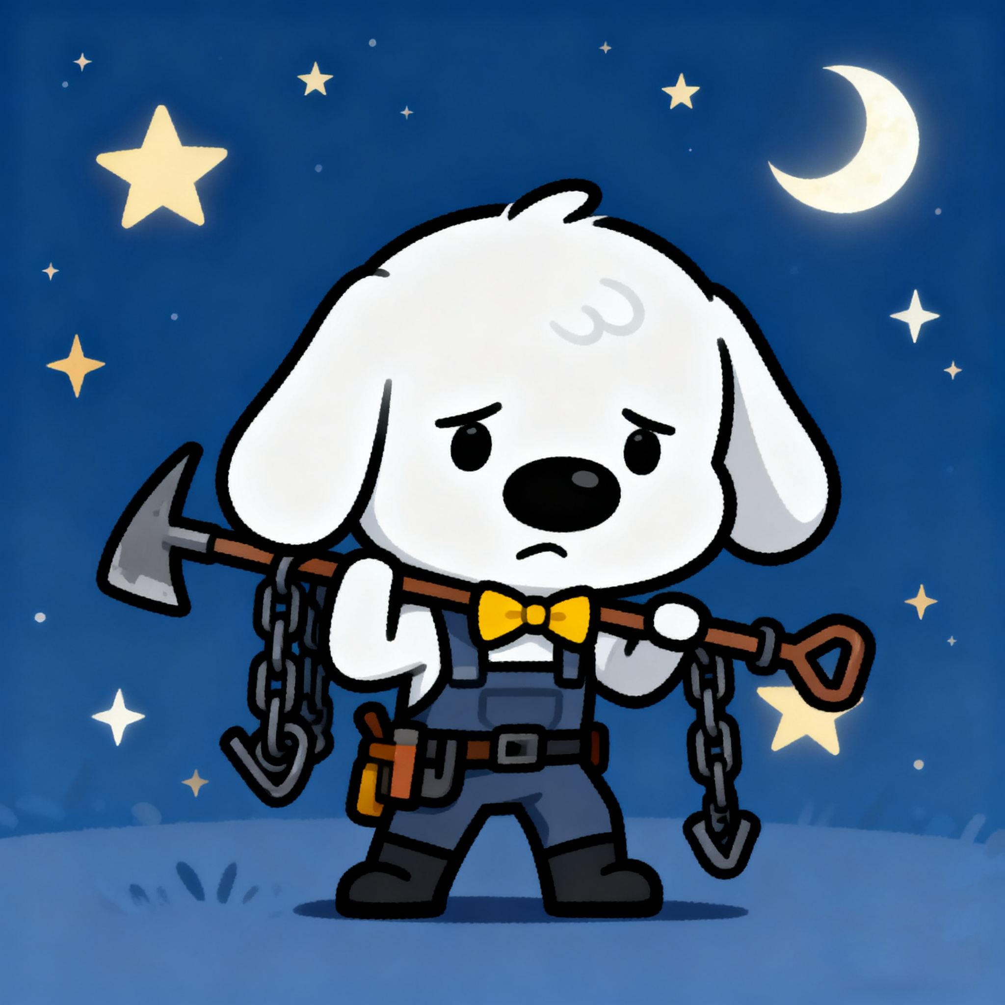 White Puppy Sean Is Preparing To Repair The Road