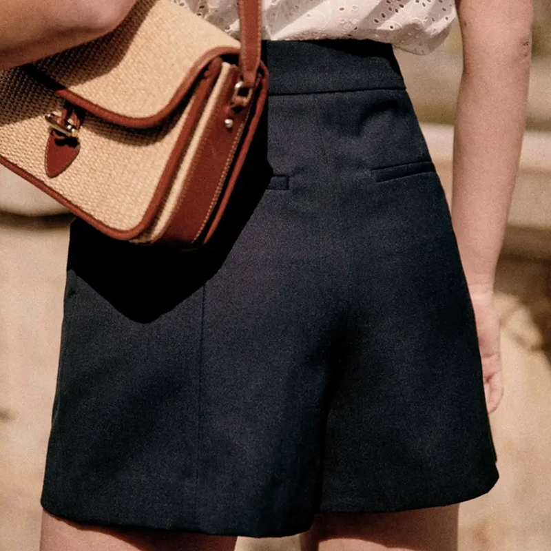 Women's Zippered Simple Shorts High Waist A-Line Shorts Versatile