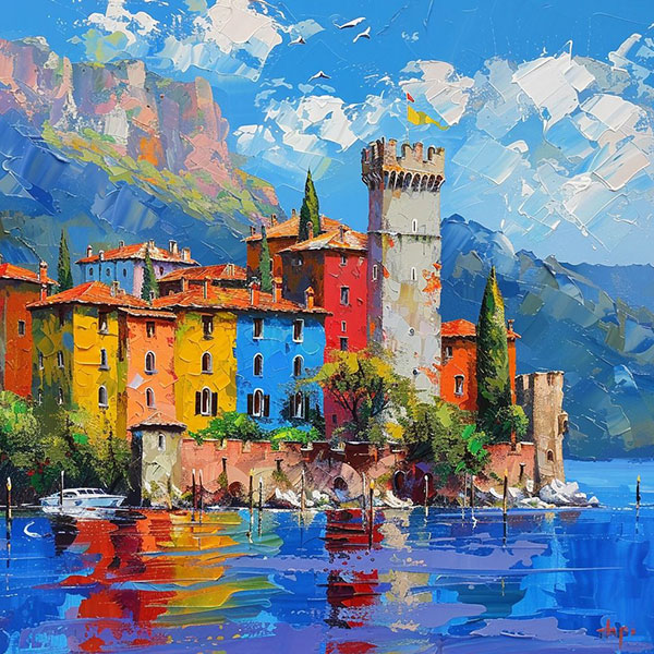 Colorful Lakeside Town