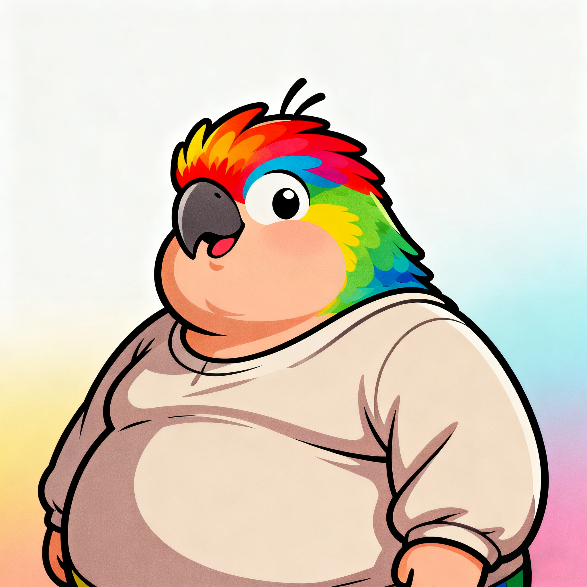 Colorful Haired Fat Bird