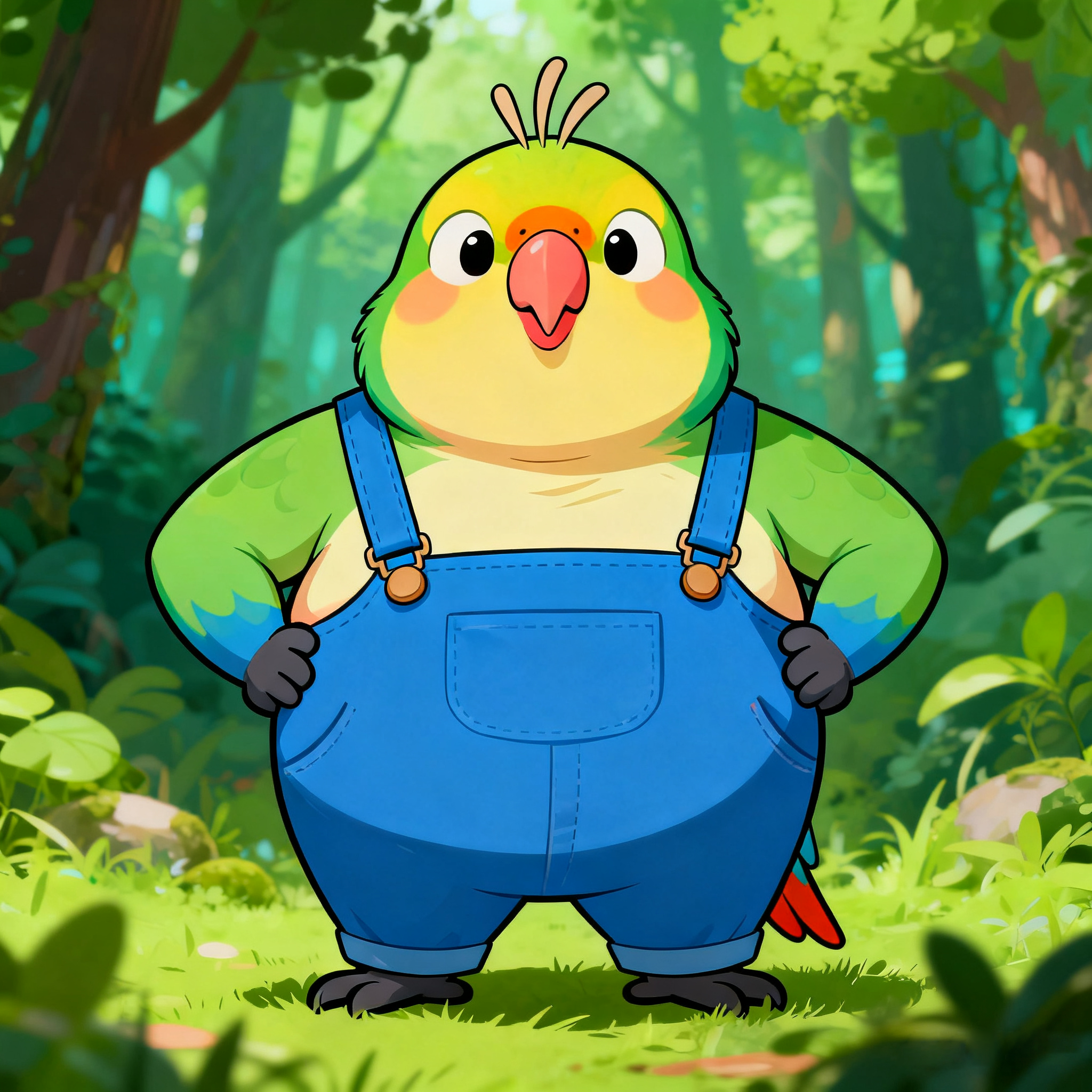 Green Birds In The Forest Path