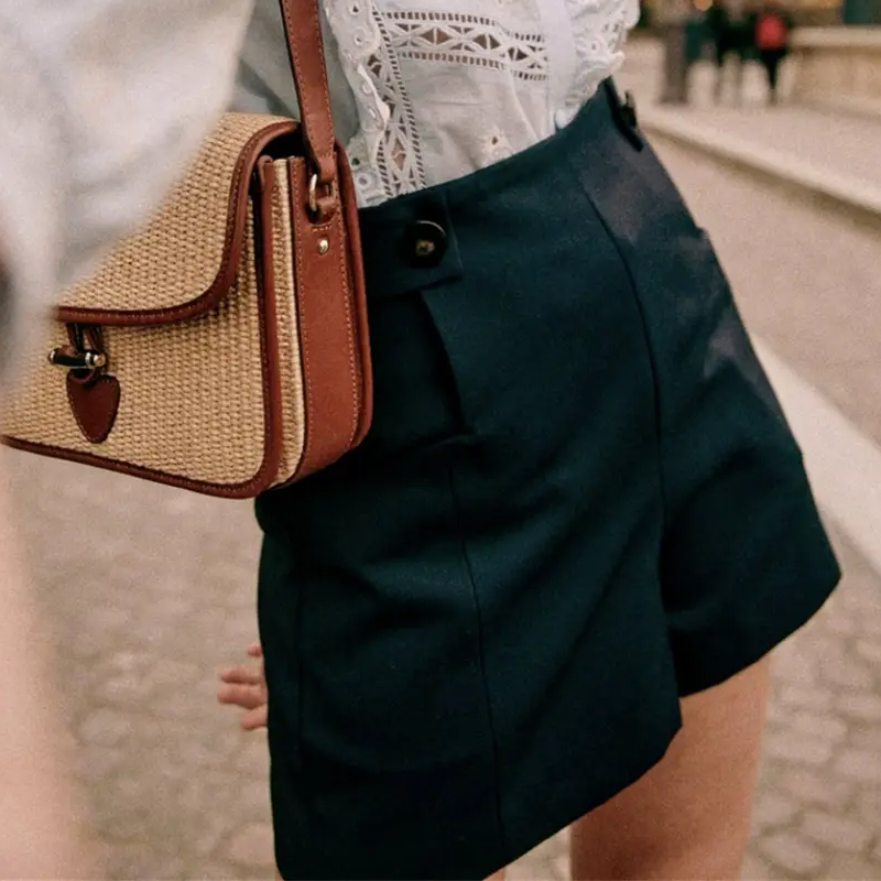 Women's Zippered Simple Shorts High Waist A-Line Shorts Versatile