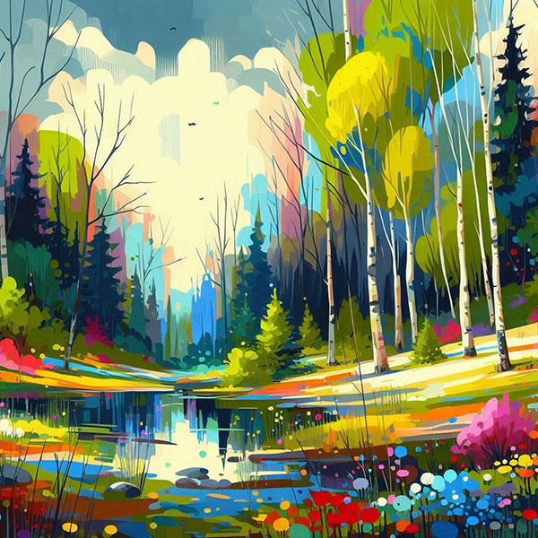 Colorful Forest Lakeside