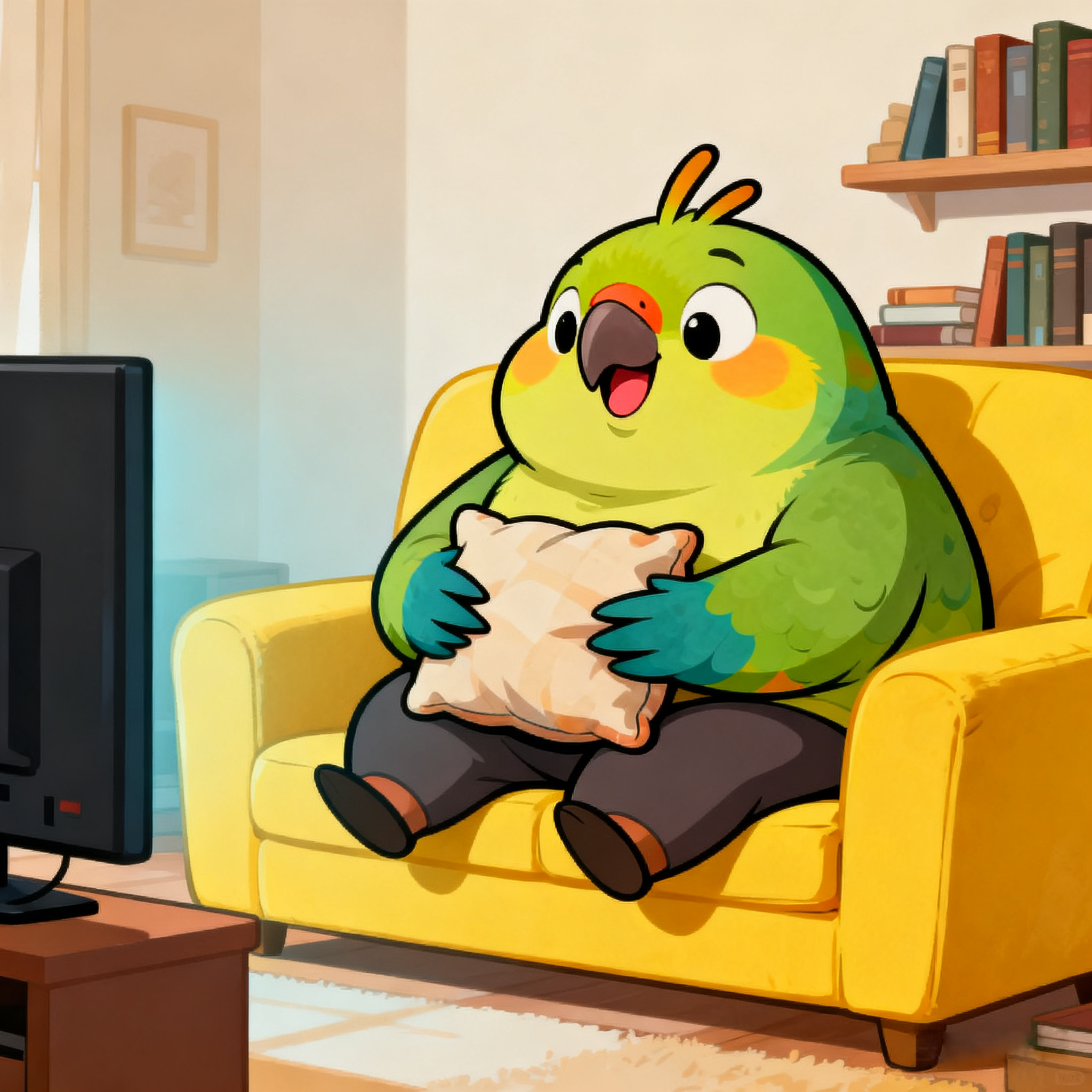 Fat Bird Is Watching TV