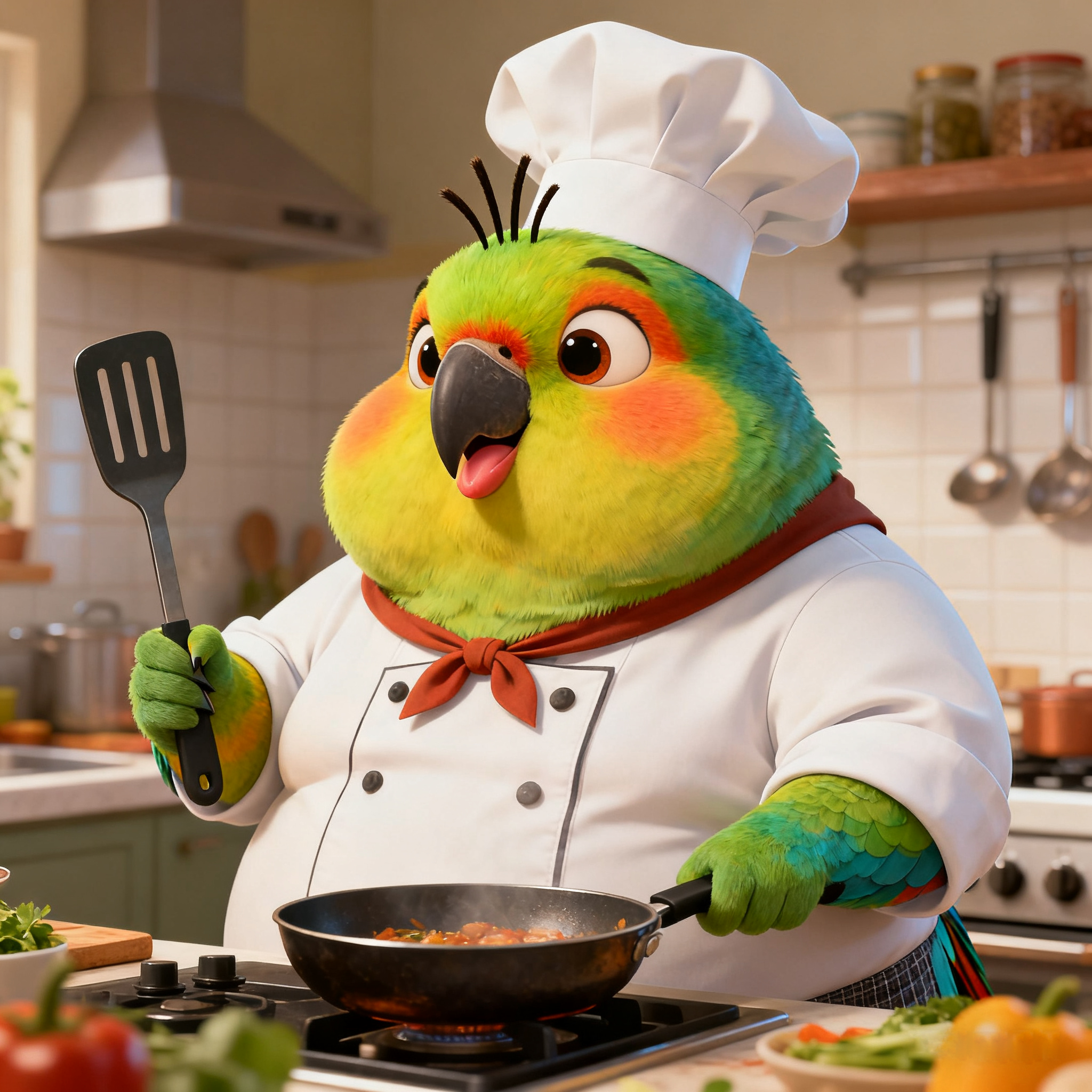 The Green Bird That Cooks Delicious Food