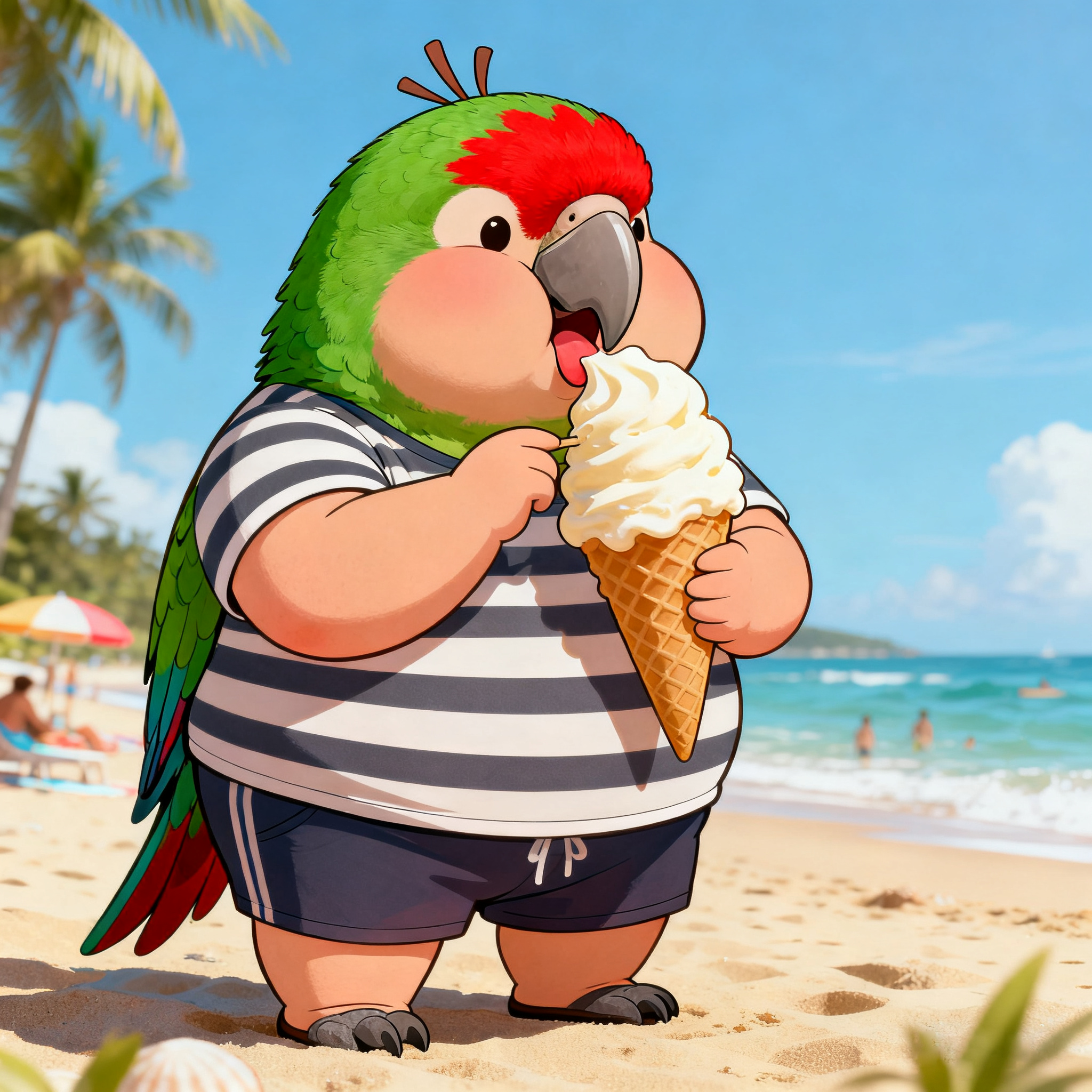 Fat Bird Eating Ice Cream