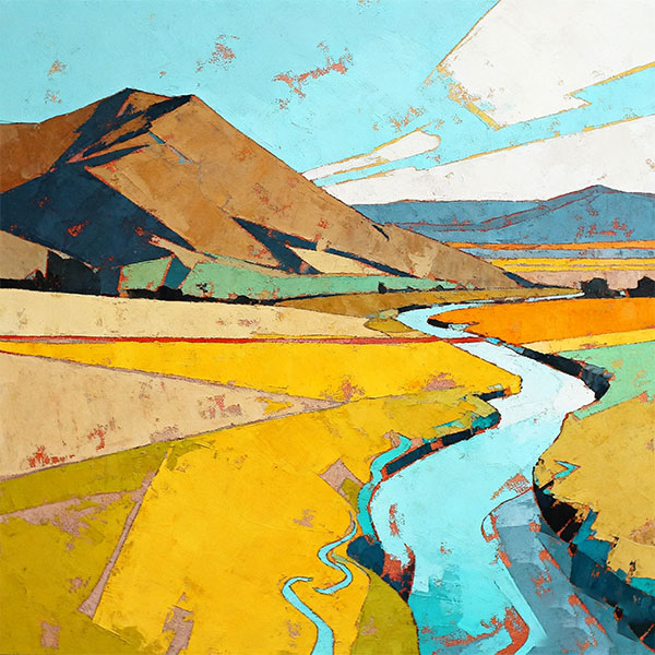 Color Block Mountains and Rivers